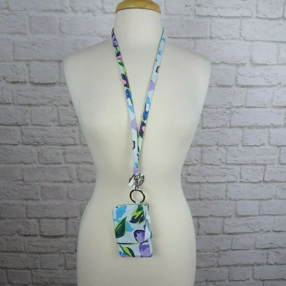 Vera Bradley Marian Floral Zip ID Card Case & Lanyard ID Holder 2-PC Boho NWT